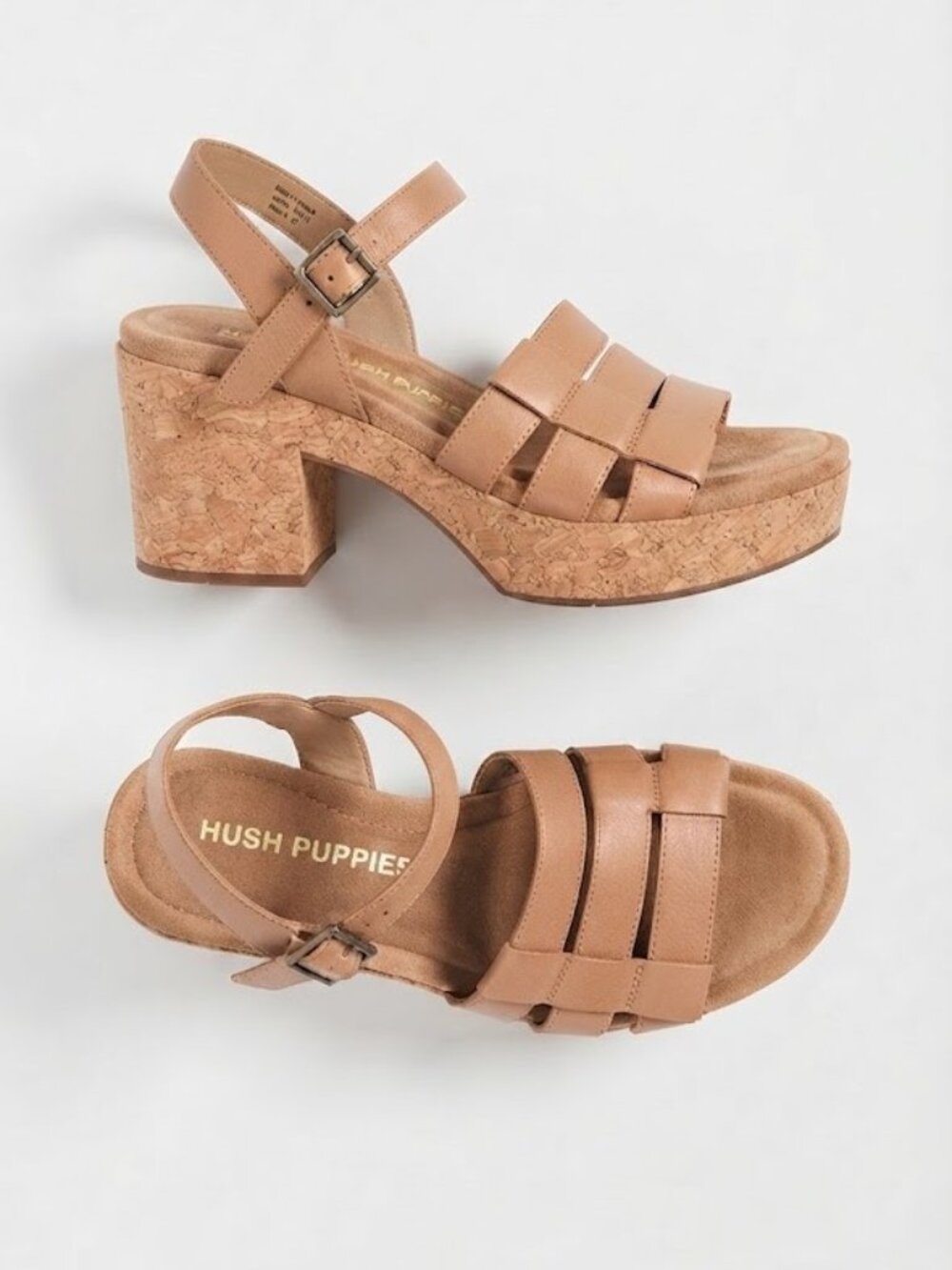 Hush Puppies Tan Platform Cork Sandals